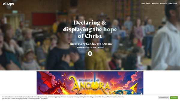 Screenshot of the Hope Community Church Cambridge website