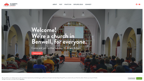 Screenshot of the The St Joseph's Benwell Church Trust website