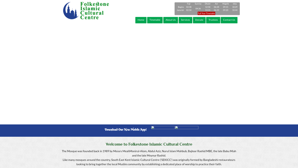 Screenshot of the South East Kent Islamic Cultural Centre website