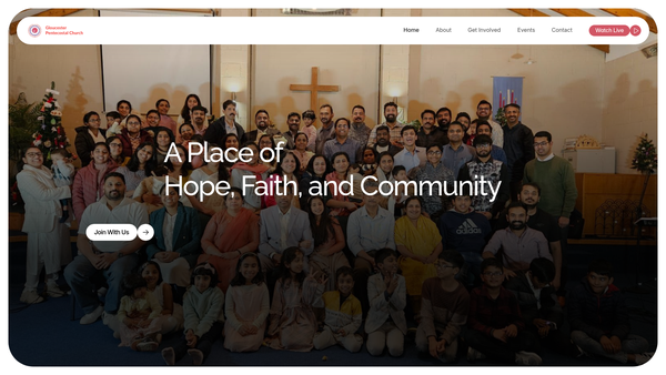 Screenshot of the Gloucester Pentecostal Church website