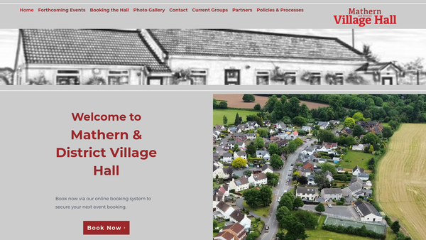 Screenshot of the Mathern & District Village Hall website
