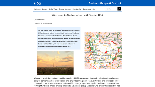 Screenshot of the Skelmanthorpe & District U3A website