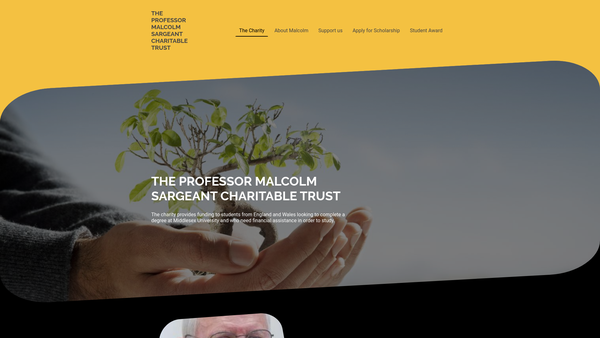 Screenshot of the The Professor Malcolm Sargeant Charitable Trust website