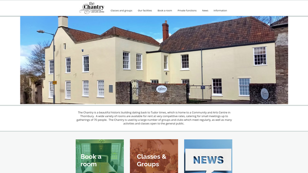 Screenshot of the The Chantry Community And Arts Centre website