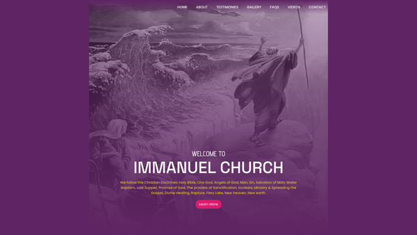 Screenshot of the Immanuel Church Wallington website