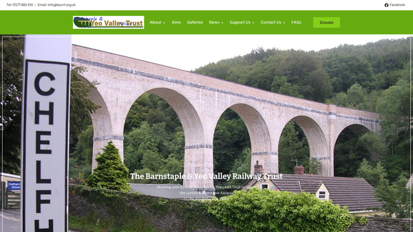 Screenshot of the Barnstaple & Yeo Valley Railway Trust website