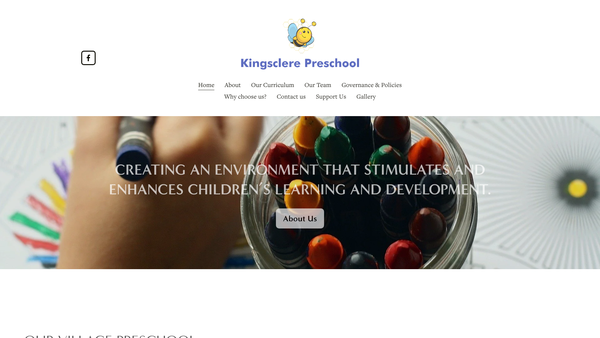 Screenshot of the Kingsclere Preschool website