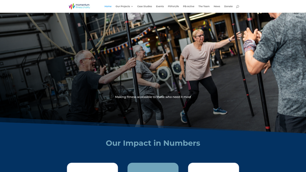 Screenshot of the Momentum Fitness Charity website