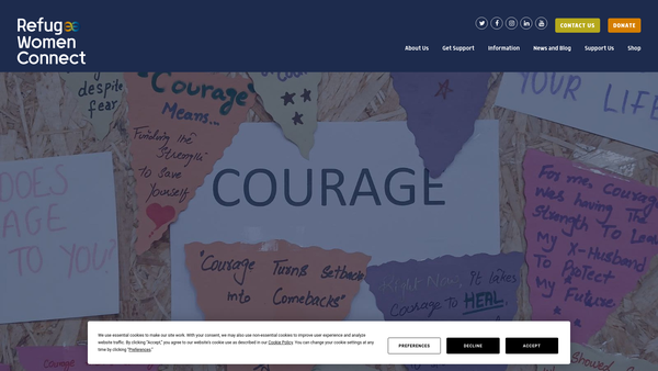 Screenshot of the Refugee Women Connect website