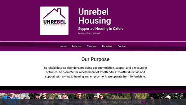 Screenshot of the Unrebel website