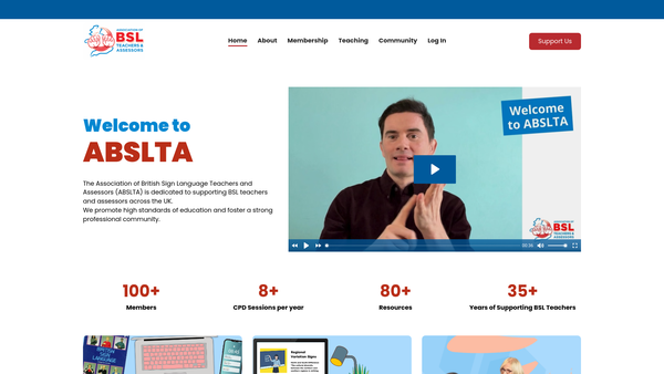 Screenshot of the Association of British Sign Language Education Professionals website