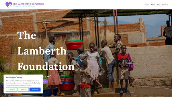 Screenshot of the The Lamberth Foundation website