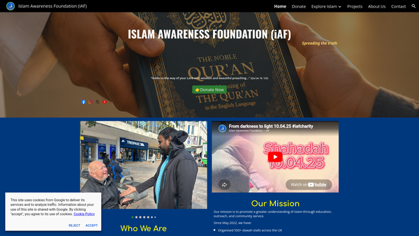 Screenshot of the Islam Awareness Foundation website