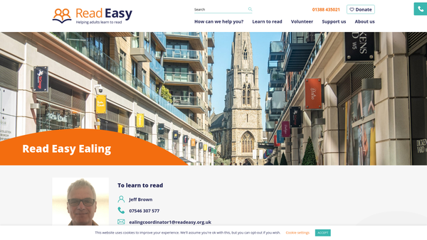 Screenshot of the Read Easy Ealing website