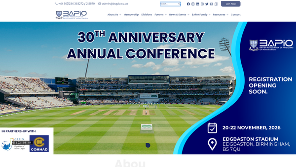 Screenshot of the Bapio Foundation website
