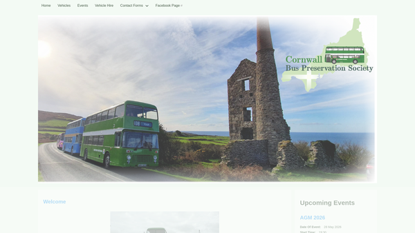 Screenshot of the Cornwall Bus Preservation Society website