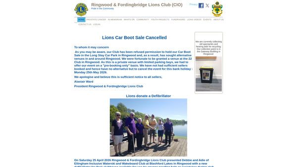 Screenshot of the Ringwood & Fordingbridge Lions Club (CIO) website