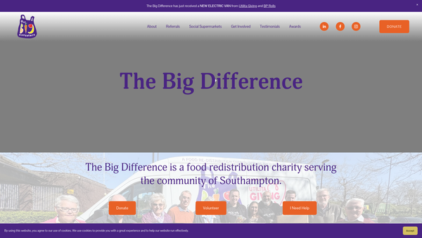 Screenshot of the The Big Difference website