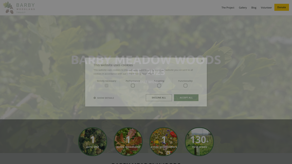 Screenshot of the The Barby Woodland Trust website