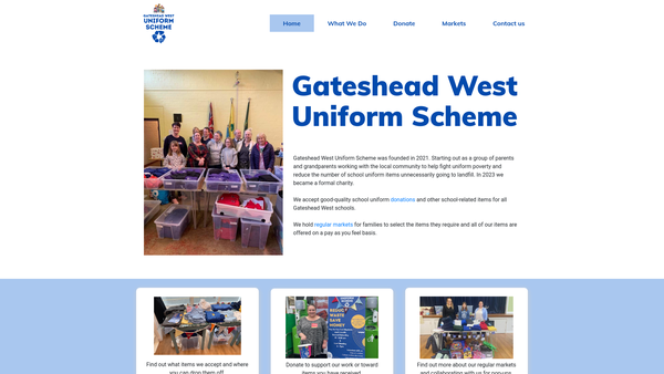 Screenshot of the Gateshead West Uniform Scheme website