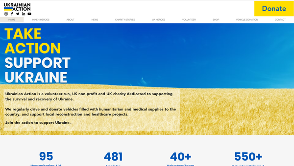 Screenshot of the Ukrainian Action website