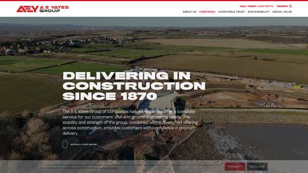 Screenshot of the A E Yates Group Charitable Trust website