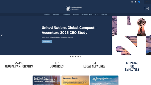 Screenshot of the Global Compact Network UK website