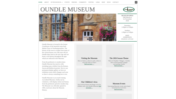 Screenshot of the Oundle Museum Trust website