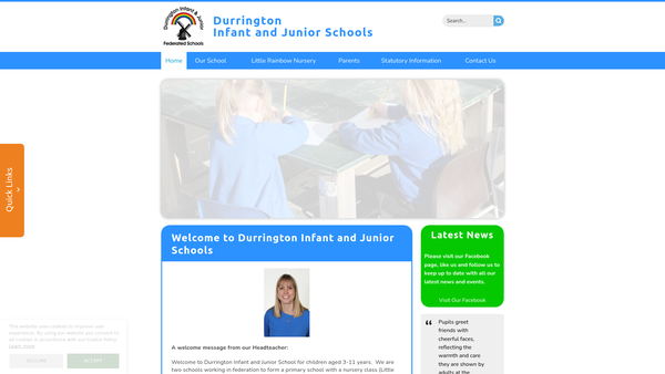 Screenshot of the Durrington Infant And Junior School PTA website