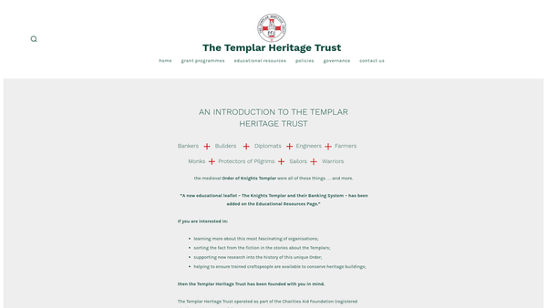 Screenshot of the The Templar Heritage Trust website