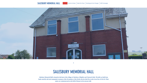 Screenshot of the Salesbury Memorial Hall website