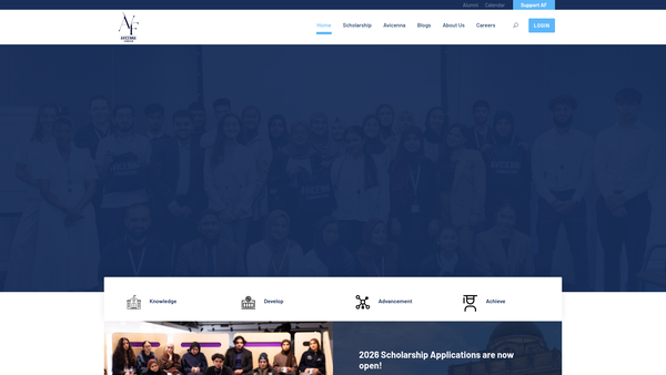 Screenshot of the Avicenna Foundation website