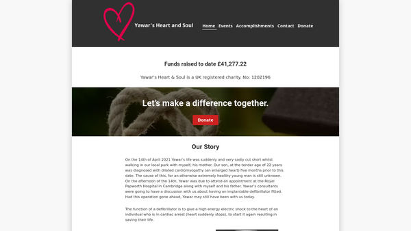 Screenshot of the Yawar's Heart And Soul website