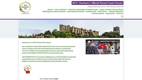 Screenshot of the Mct Durham Pcf website