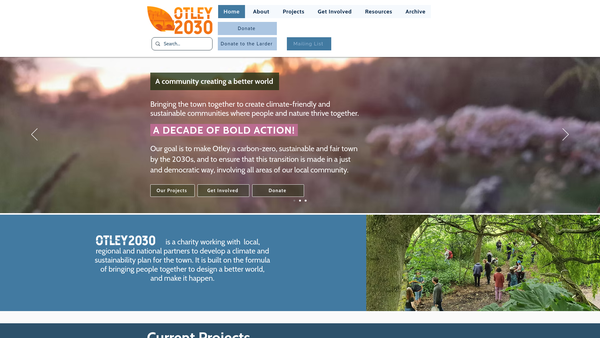 Screenshot of the Otley 2030 website