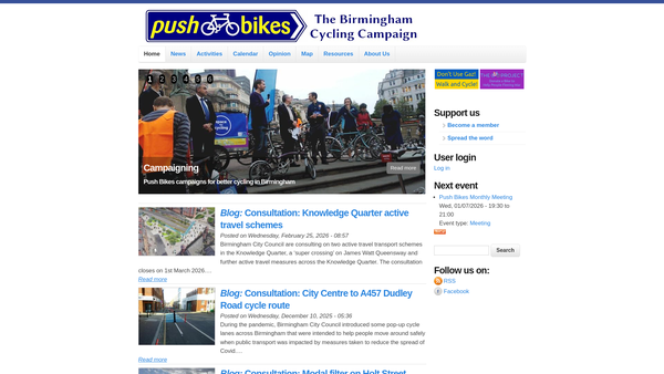 Screenshot of the Walkcycleplay website