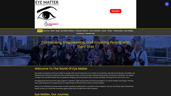 Screenshot of the Eye Matter website