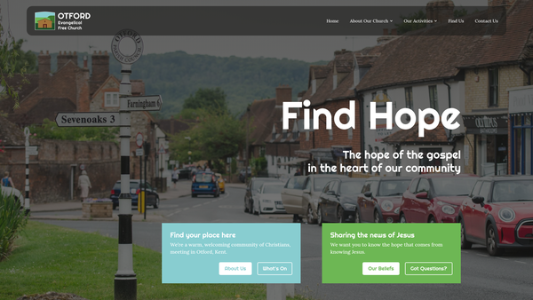 Screenshot of the Otford Evangelical Free Church website