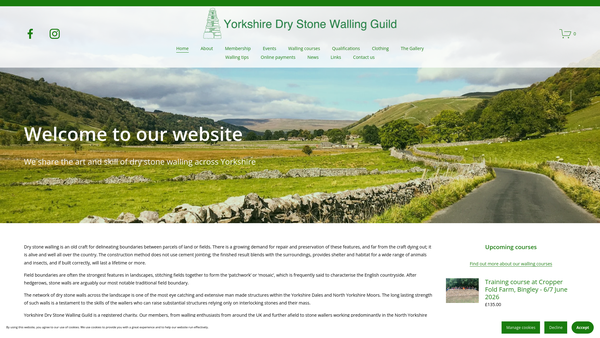 Screenshot of the Yorkshire Dry Stone Walling Guild website