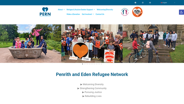 Screenshot of the Penrith And Eden Refugee Network website