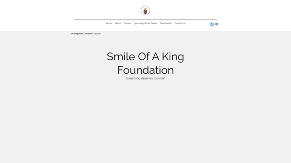 Screenshot of the Smile Of A King Foundation website