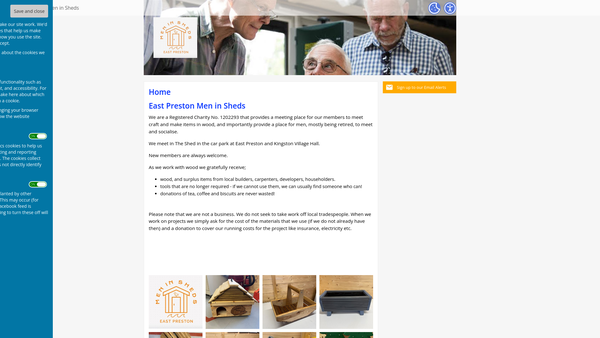 Screenshot of the East Preston Men In Sheds website