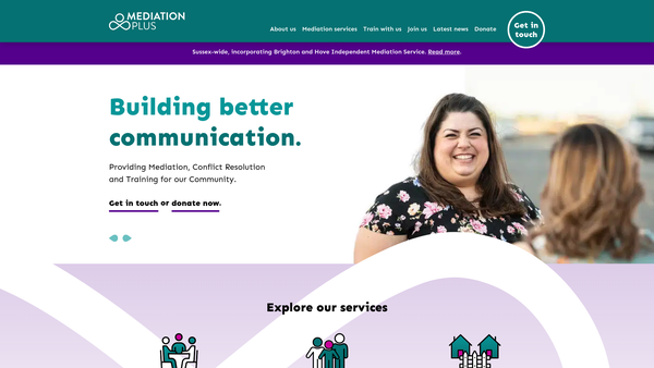 Screenshot of the Mediation Plus website