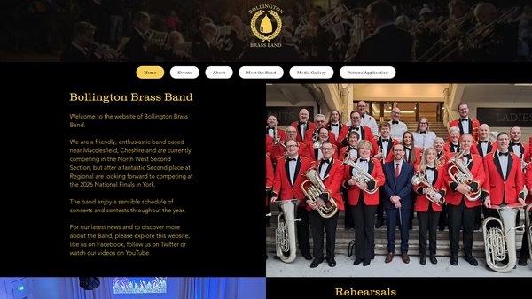 Screenshot of the Bollington Brass Band website