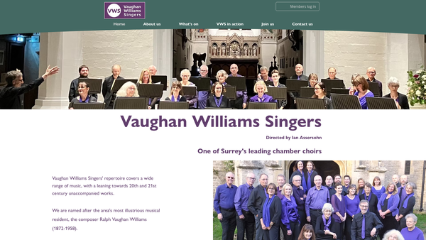 Screenshot of the The Vaughan Williams Singers website