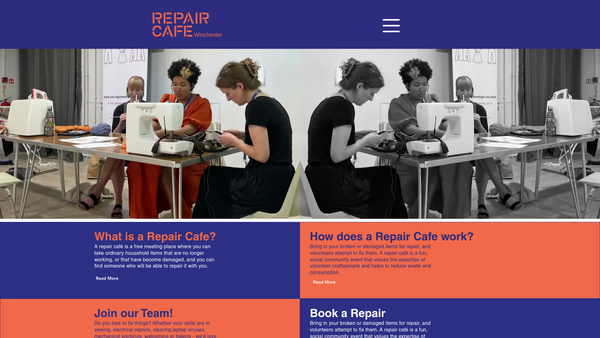 Screenshot of the Repair Cafe Winchester CIO website