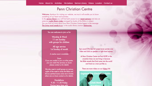 Screenshot of the Penn Christian Centre website