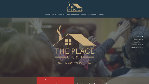 Screenshot of the The Place Church website