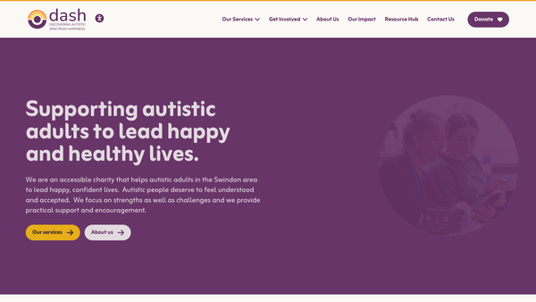Screenshot of the Dash - Discovering Autistic Spectrum Happiness website