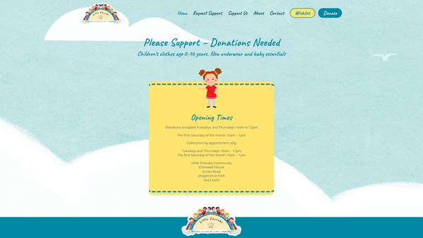 Screenshot of the Little Cherubs Community website